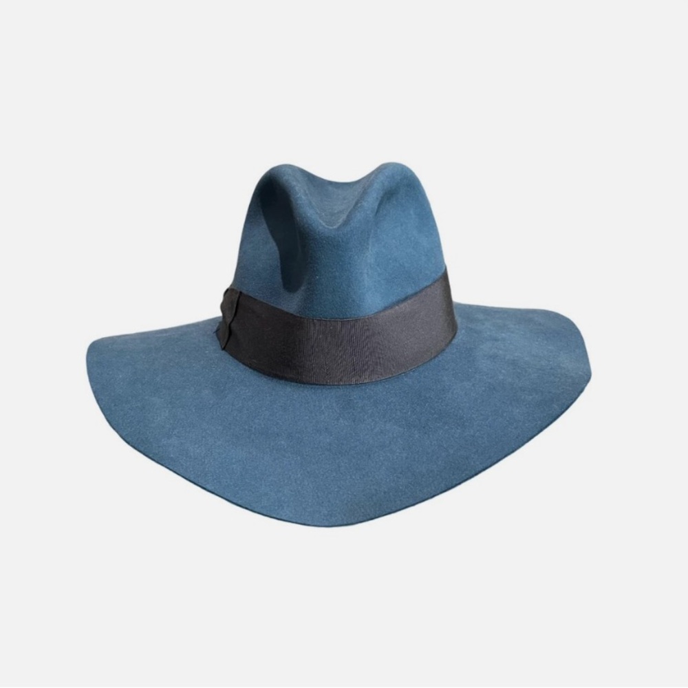 NWOT Loro Piana The Kaia Slate Blue Felt Wide Brim Hat
